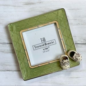 Treasured Memories by Ganz Green, Sparkle + Cream Baby Shoes Picture Frame